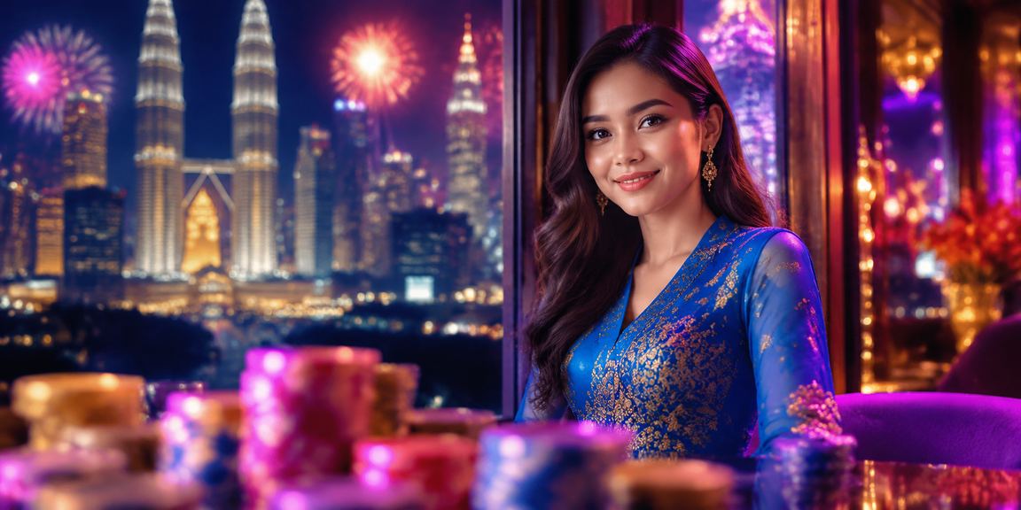 Suasana pertaruhan dalam talian di Kuala Lumpur berpakaian baju kurung gaya Malaysia