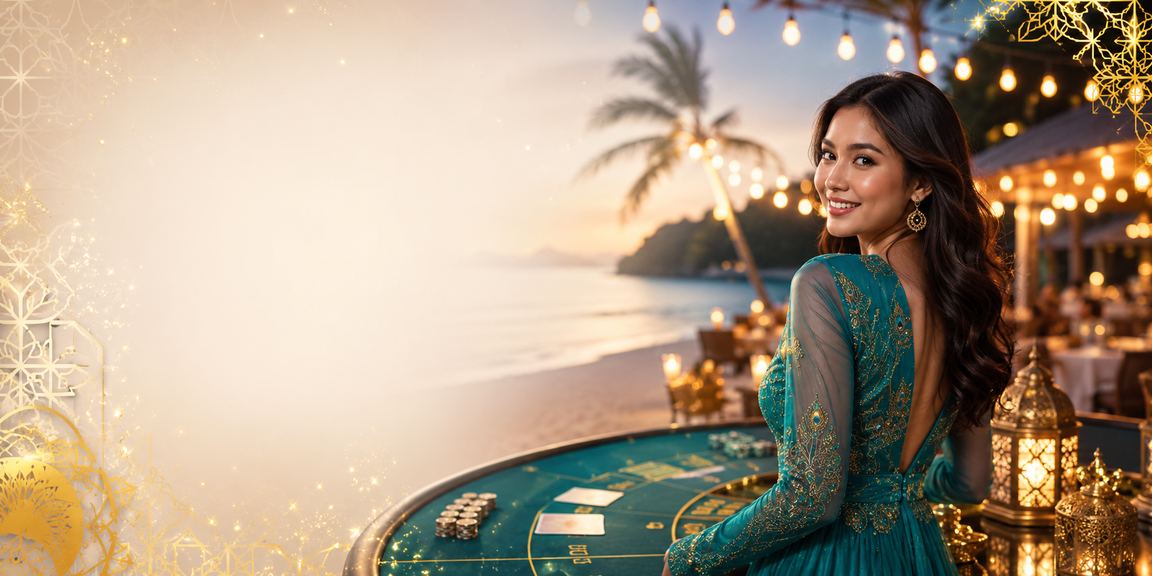 Permainan Baccarat langsung semasa Hari Raya di Langkawi dengan suasana perayaan Malaysia